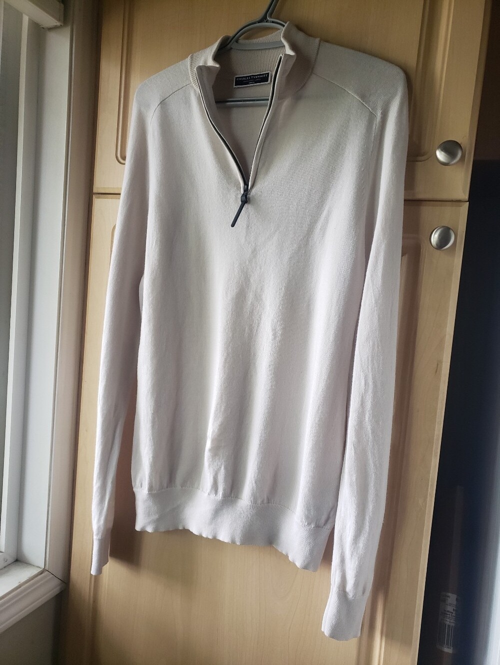Charles Tyrwhitt 100% Wool Men’s Cream Quarter-Zip Sweater